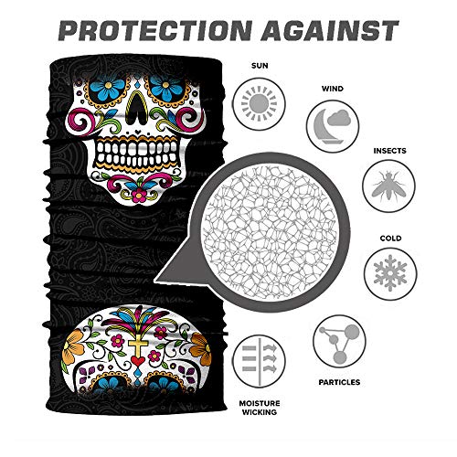 Image of Skull Face Sun Mask Half,Bandanas,Neck Gaiter, Headwear, Headband for Fishing, Hunting,Yard Work