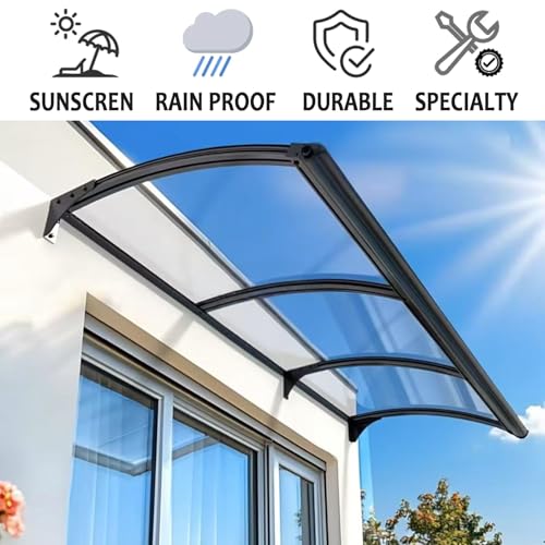 Auvent de porte en polycarbonate résistant aux intempéries 100x80 - 8