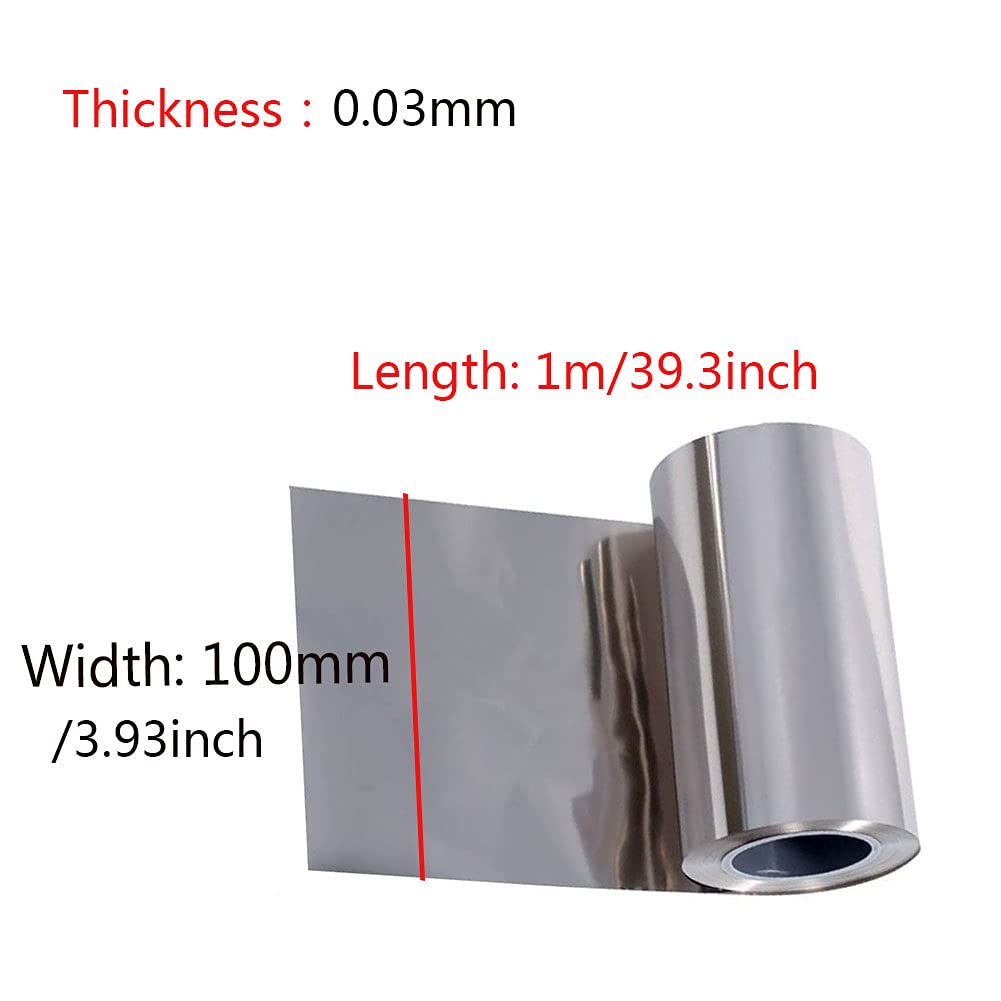 Multi-option 1m lange Reine Nickel Platte Blatt Folie 99,9% Nickel Metall Folie Rolle,(0.03 x 100mm x 1m)