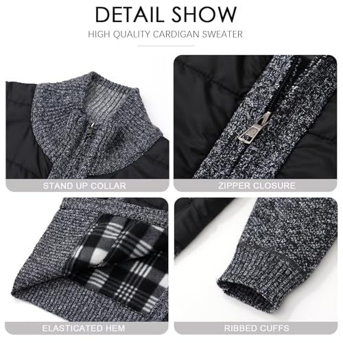 Men's Knit Cardigan Sweater Slim Fit Long Sleeve Stand Collar Full Zipper Casual Sweater3