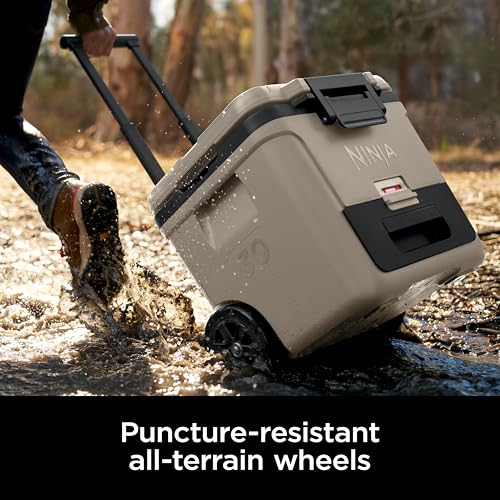 Image of Ninja | Cooler | FrostVault 30QT Cooler with Wheels | Insulated with Temp Dry Storage Drawer | Keeps Ice Cold for Days | for the Beach, Camping, Picnics & More | Birch Beige | FB230CS