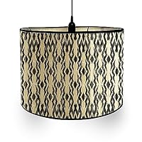 Abat-jour Tambour En Tissu Lin Classique - Noir, 30x30x20 Cm - Fait Main, Pour Lampe De Table, Suspension Ou Lampadaire - Compatible Culots B22, E14, E27 - 14