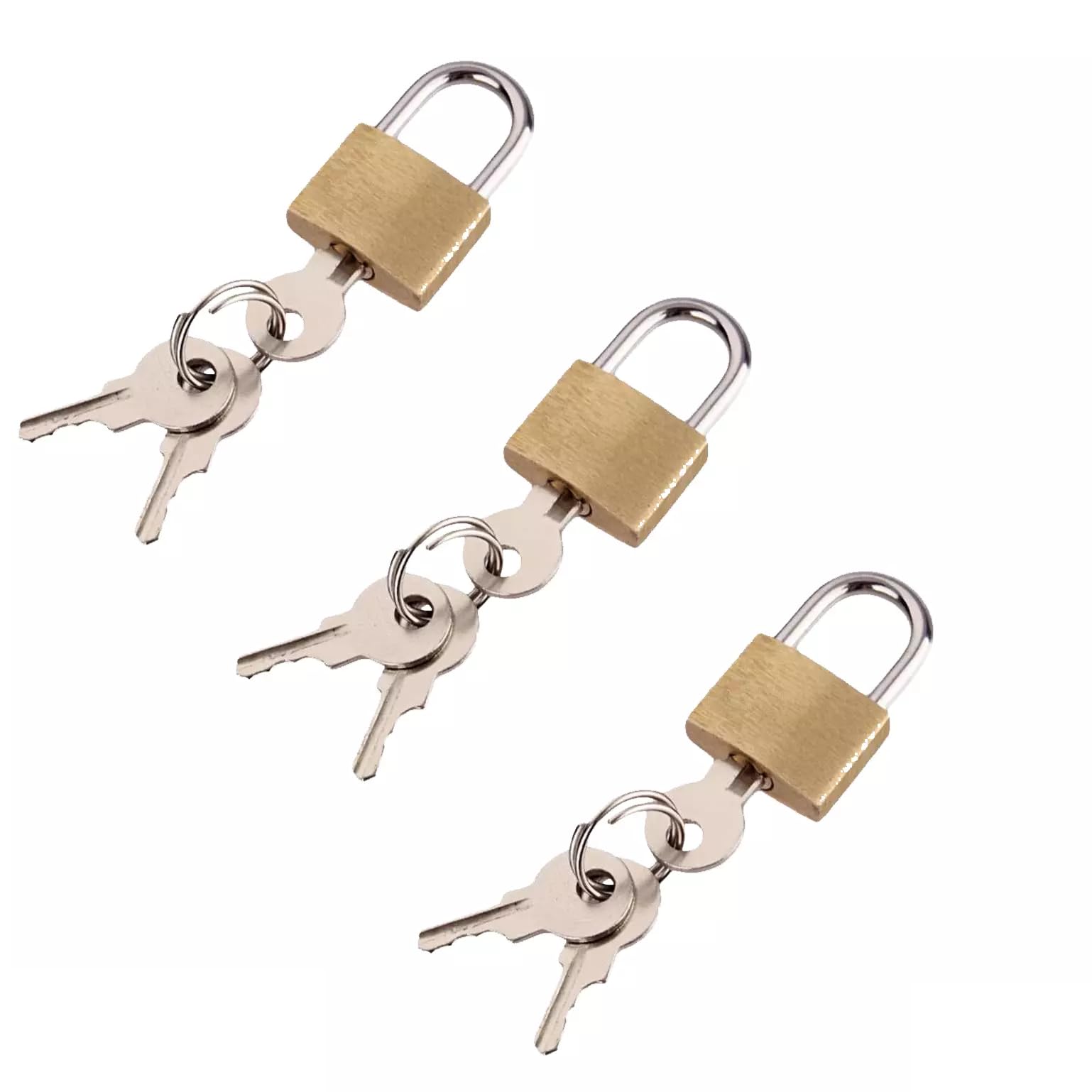 3 x 20mm Small Padlocks with Keys - Solid Brass | Small Gym Locker Padlocks, Travel Luggage Padlock, Lock for Jewellery Box, Cupboards, Tool Box, Suitcases - Mini Indoor Outdoor Locks (9 Keys)-image-44