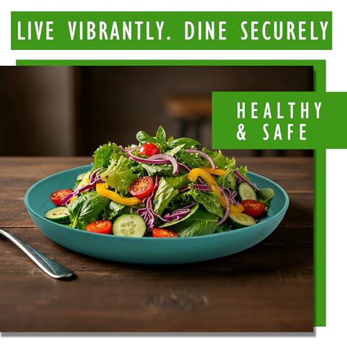 Image of 10In Deep Dinner Plates Set of 6, Unbreakable Wheat Outdoor Plates | Lightweight Plastic Plates Set for Picnic, Camping, RV - Green
