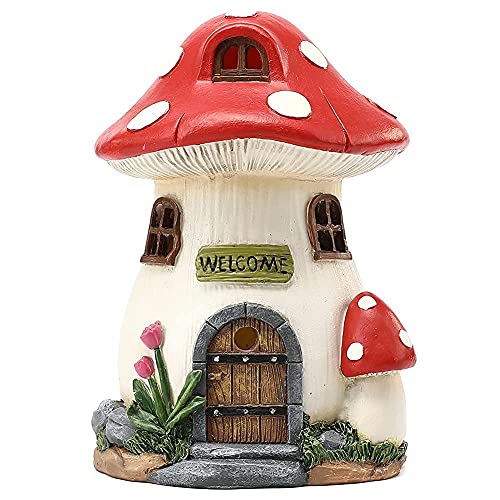 Wondhome Mushroom Illuminated Miniature Fairy Landscape House With Solar Powered Led Outdoor Garden Statue #TOP6