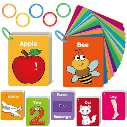 Torlam Toddler Flash Cards Baby Cognitive Flashcards for Kids, Learning Alphabet, Numbers, Shapes & Colors, Animals, First Words, Body Parts, Foods,...