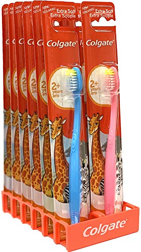 Colgate Kids Toothbrush for 2+ Years Extra Soft Bristles Assorted Colors and Packs 12 PACK