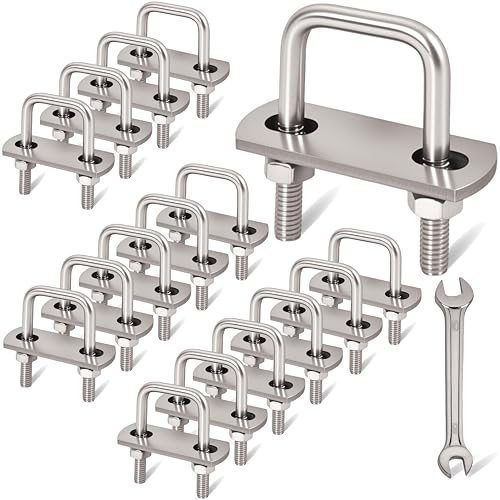 Image of 16 Pcs M6 Square U Bolts 1 Inch Wide, 1 /4 inch x 1 inchW x 1-3 /4 inchL | 304 Stainless U Bolt Heavy Duty with Nuts,Bolt Plate and Washers,Square U Bolts 1 inch Wide,Metric bolts