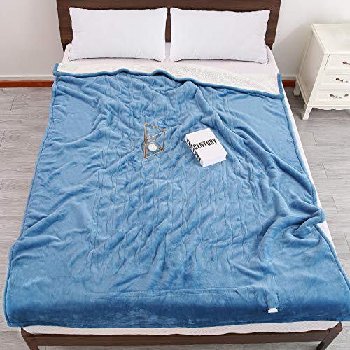 Electric Heated Blanket Twin Size 62\"x 84\" Flannel & Shu Velveteen Reversible, Fast Heating and for Full Body Warming with 10 Hours Auto Off & 4 Heat Settings, Machine Washable, Home Office Use