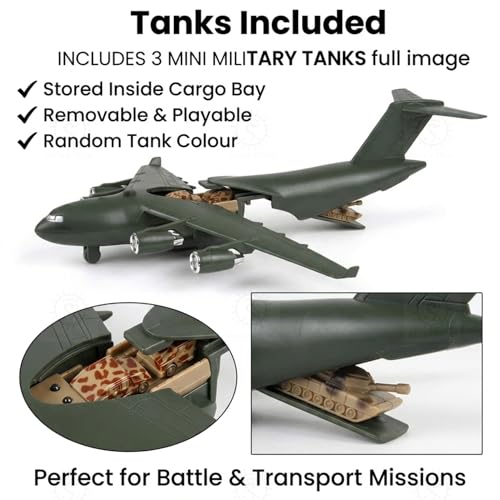 Image of SHAKTISM Military Boeing C-17 Transport Aircraft Model, 13 Inch, 1:48 Scale, with Lights, Sound Effects, Openable Cargo Door, 3 Tanks Inside Random Colour -1Pc (DL-181A)