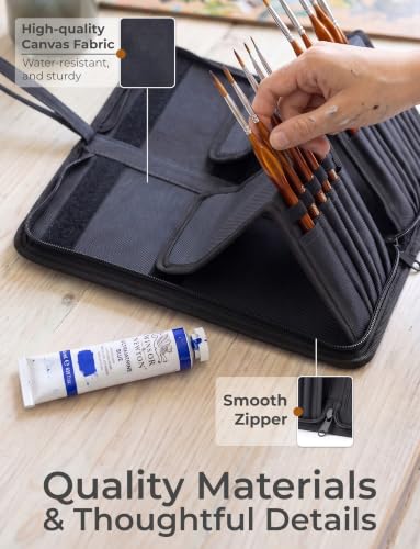 Image of Short Brush Holder & Organizer, Canvas Case 5.4 x 10.7 in, Black (Pack of 2)