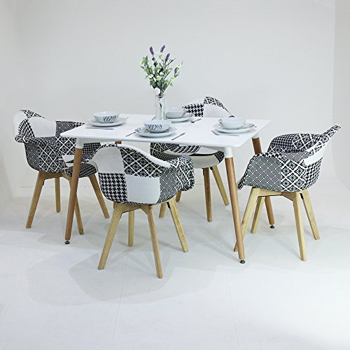 P&N Homewaresu00ae Fabia Negro y Blanco Mesa de Comedor y sillas de retales con opción a Comprar sillas Set sólo escandinavo Set de Comedor Tulip Silla Patas diseño, White Table and 4 Chairs