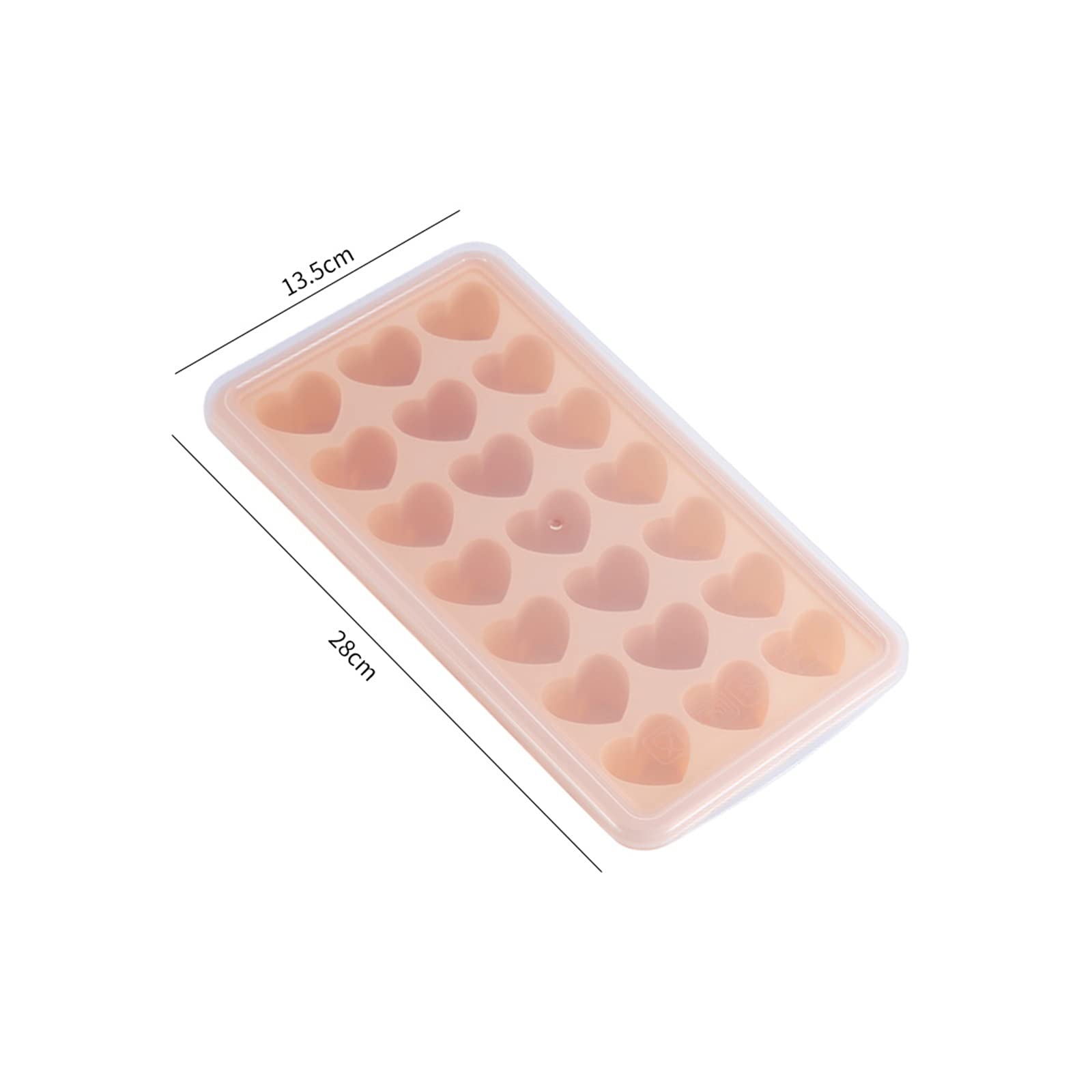 Silikon-Eiswürfelform mit Deckel, leicht abnehmbare 21-Würfel-Form, BPA-frei, stapelbar, weich und wiederverwendbar (Rosa)