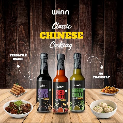 Image of Winn Sauce Trio Pack - Red Chilli 200g, Green Chilli 200g & Dark Soya 220g | Bold Asian Flavours - Spicy, Tangy & Umami| Paste | Clear Ingredients | No MSG or Trans Fats