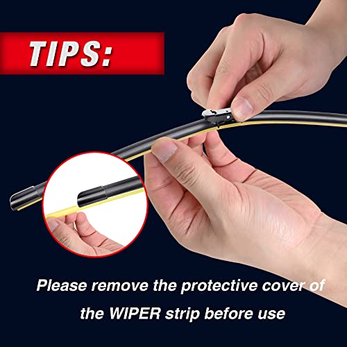 Image of 26 Inch 2 Pack Windshield Wiper Blades for Ford Fusion 2020 2019 2018 2017 2016 2015 2014 2013 Automotive Replacement Windshield Wiper Blades 26 inch+26 inch,Pinch Tab