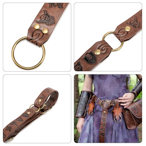SV SENVAN Viking Belt for Men & Women- PU Leather Adjustable Medieval Costume Accessory Renaissance Belt with Metal Rings4