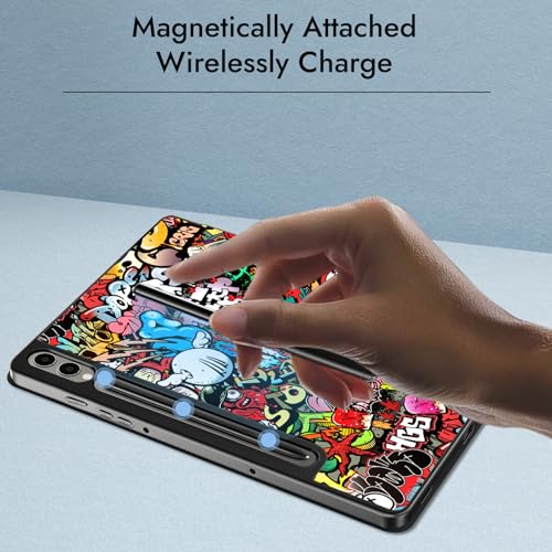 Image of Robustrion Cover for Samsung Galaxy Tab S9 FE+ / Tab S10 Plus /Tab S9 Plus 12.4 inch Cover Case with [S Pen Holder] for Samsung Tab S9 FE Plus / S9+ / S10+ Tablet Cover [Auto Sleep /Wake] - Hippy