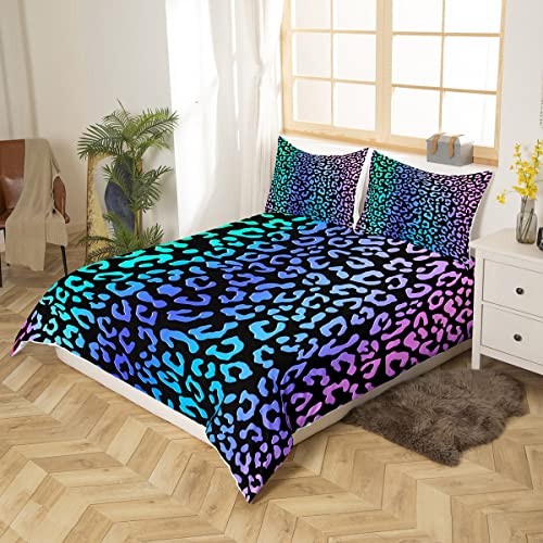 Housse de couette léopard enfant parure de lit microfibre géométrique lit simple - 3