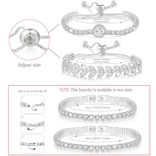 Suyi Tennis Bracelet Cubic Zirconia Bracelet Gold/Silver Plated Bracelets for Women4