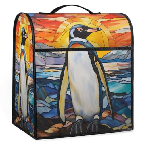 Coffee Maker Cover Glass Painting Penguin Kitchen Appliance Covers Small Appliance Covers Blender Cover Juicer Cover Dust Covers for Kitchen Appliances with Top Handle and Pockets,Washable,B502