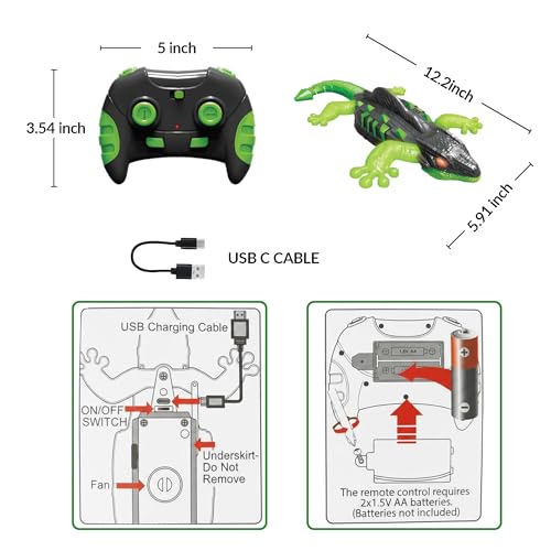 Image of OLV Wall Climbing Lizard Toy Remote Control with LED Eyes | Wall Crawler Gecko | Floor Ceiling Crawling Climbs Walls & Floors | Birthday Gift for Kids 4 5 6 7 8 9 10+ | Rechargeable RC Prank Toy