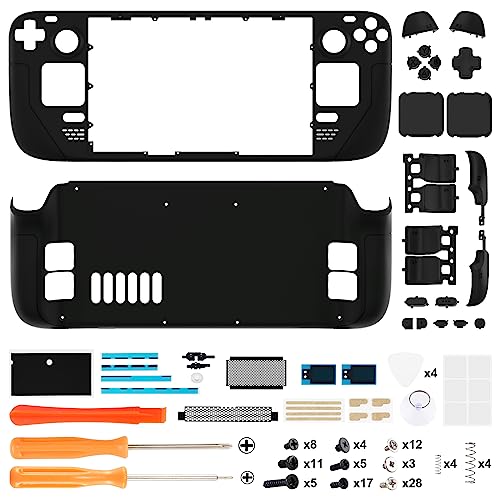 Image of eXtremeRate DIY Full Set Shell & Buttons for Steam Deck LCD, Custom Black Faceplate Back Plate Replacement Shell for Steam Deck LCD - Console Not Included