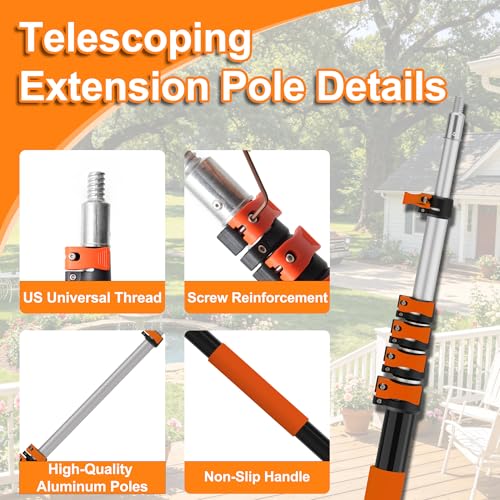 Image of AgiiMan 30FT Reach Pole Saws for Tree Trimming, Pole Saws with 5-24FT Telescoping Extension Pole Pruning Pole Saw with 24 inch Blade Manual Pole Saw for Tree Pruning Forestry Yard Garden, and Patio