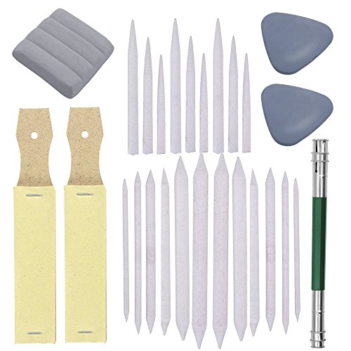 Doubletwo2 Set of 27 Blending Stumps Tortillions Set Pieces Sandpaper Pencil Sharpener