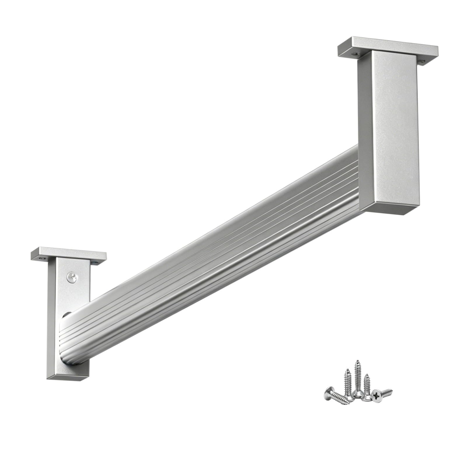 Aluminum Rods for Closet for Clothes, Sturdy Wardrobe Rod for Cloakroom/hallway/Cupboard, Custom Garment Bar With Anti-slip Stripe(Silver,W/D 35"/88.9cm)