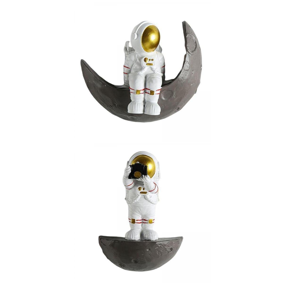 Duiaynke Escultura de astronauta montada en la pared, diseño nórdico, escultura de astronautas, sala de estar, sala de estudio, habitación de bebé, decoración del hogar