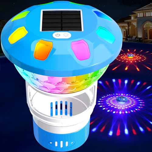 KingSom 2026 Diffuseur Chlore Piscine, Distributeur de Chlore Flottant avec Lumineux Solaire, Contrôle par Bouton Distributeur de Chlore pour Piscine...