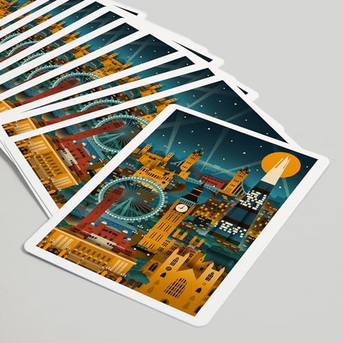 Lantern Press Naipes Poker London Retro Skyline 52 Pz miniatura 5