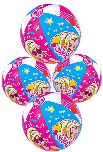 TOY DEALS USA Brbie Large Inflatable Beach Balls for Girls -4PACK- Beach Toys for Kids & Teens, Pool Games, Pool Toy 2+ (BRBIE-4PK)