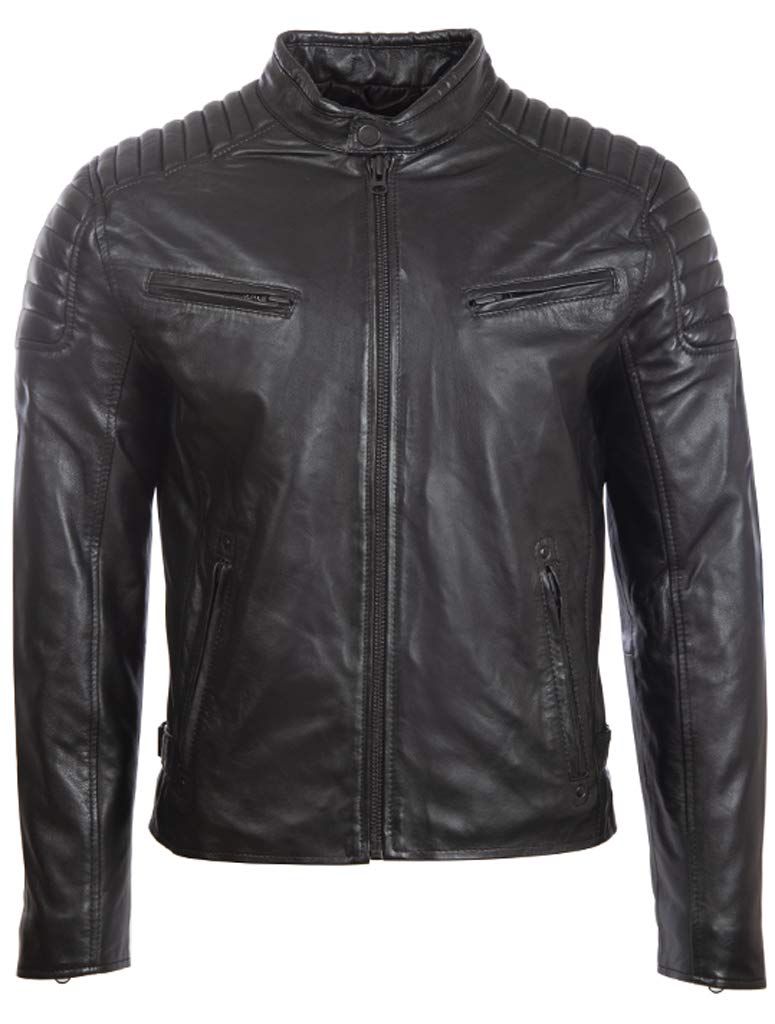 Aviatrix Giacca da Motociclista da Uomo in Vera Pelle con Design a Spalla Imbottita (T86N)