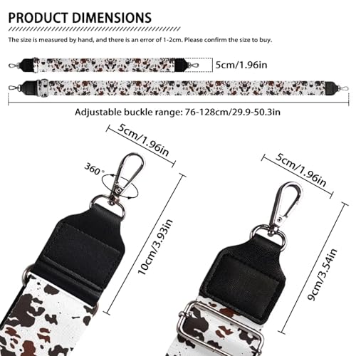Image of Coldinair Black Brown Cow Print Bag Handle Strap Replacement Purse Bag Strap for Women Men Luggage Strap Suitcases Luggage Carrying Bags