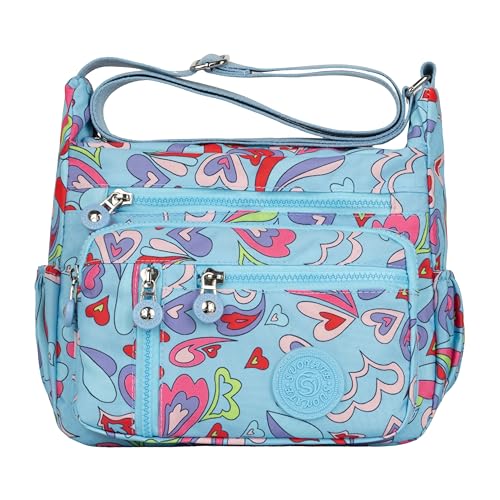 Women Crossbody Sling Bag, Lightweight Multipocket Handbag with Z...