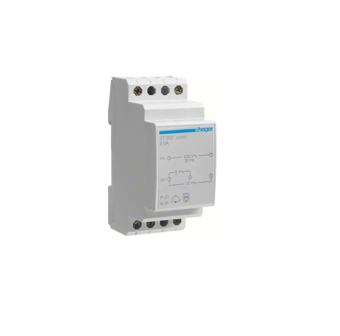 Hager ST303 Klingel-Transformator 8 V, 12V 1A, White