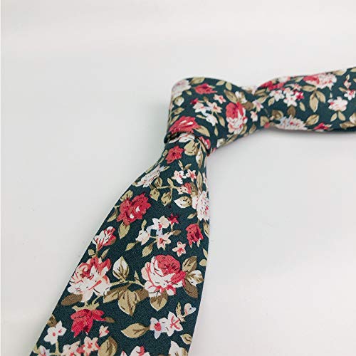 Image of Mantieqingway Floral Ties for Men Skinny Cotton Tie Flower Necktie