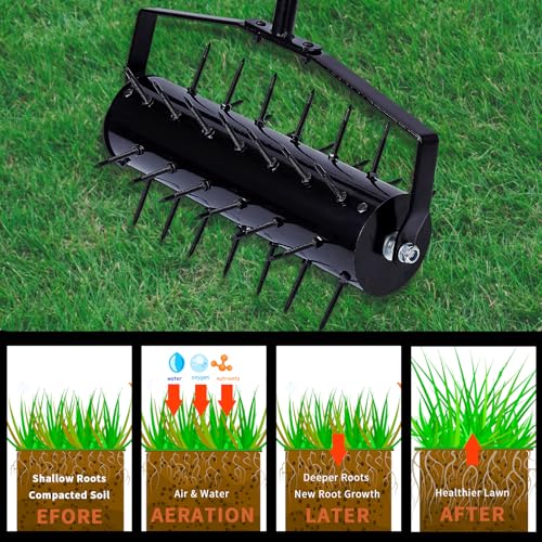 Chiidou Handle Heavy Duty Steel Rolling Lawn Aerator Scarifier Manual Grass Spikes Roller with Detachable Rotary Push Pull Tine Garden Lawn Yard Tool 5 Chiidou Handle Heavy Duty Steel Rolling Lawn Aerator Scarifier Manual Grass Spikes Roller with Detachable Rotary Push Pull Tine Garden Lawn Yard Tool - Image 5