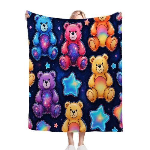 Mantas para Sofas Grandes 220x240 Oso Colorido, Manta Termica Franela Mantilla Felpa para Cama 135/150, Mantitas Polar Suave y Cálida para Perro Mascota Habitacion Dormitorio