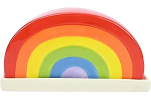 Rainbow Ceramic Lidded Butter Dish