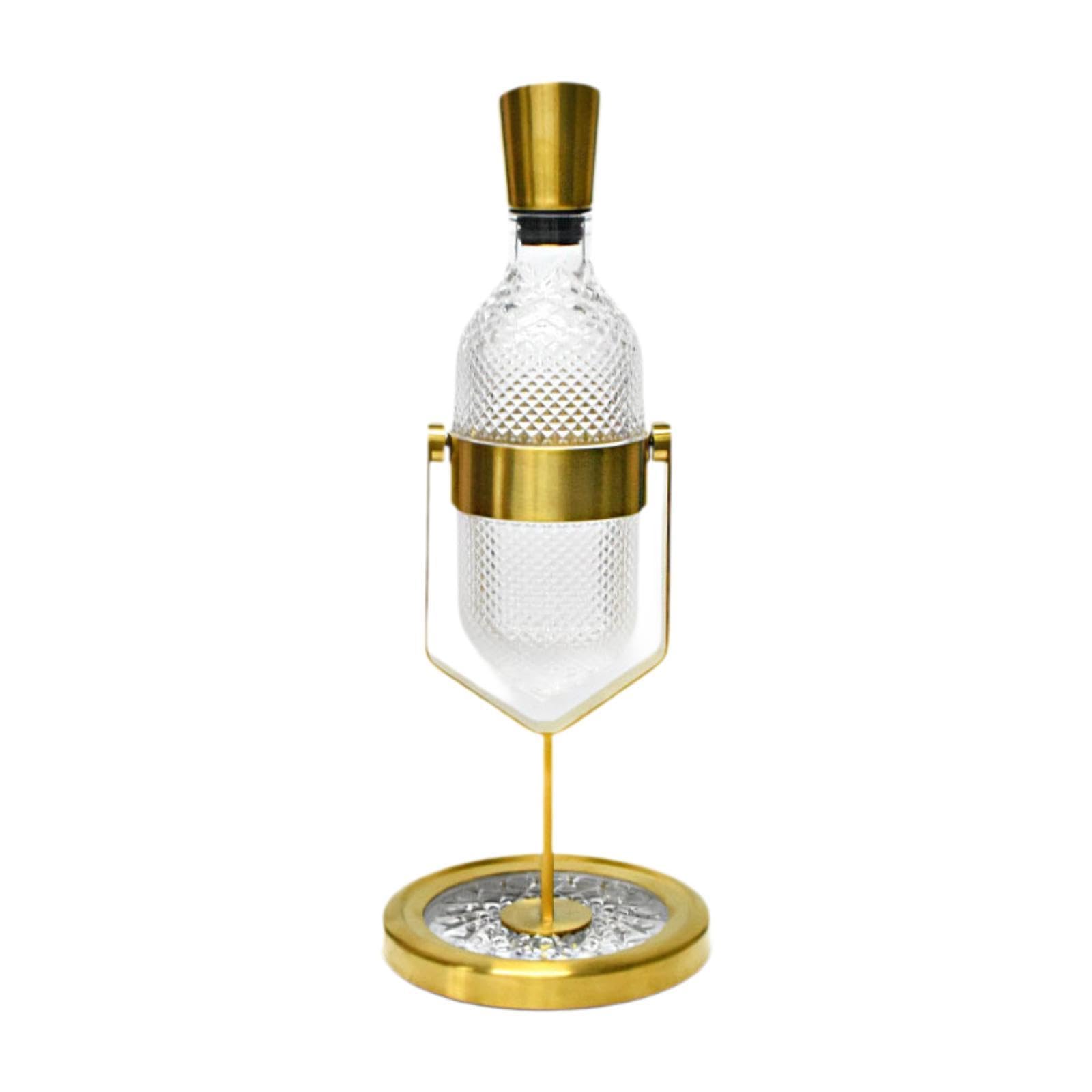 Qianly Wine Decanter Wine Aerator 1500ml Liquor Decanter with Stand Drinkware Wine Carafe Whisky Decanter for Home Housewarming, Gold with Filter