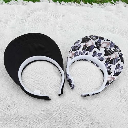 Image of 2 Pack Visor Women Men Sun Hat Clip On Visors Adjustable Sport Wide Brim Cap