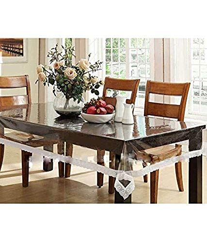 Image of CASA-NEST 4 Seater Table Cover,Size =40x60 (W x L) NCH,Pack of 1 pc,Transparent with White LAce