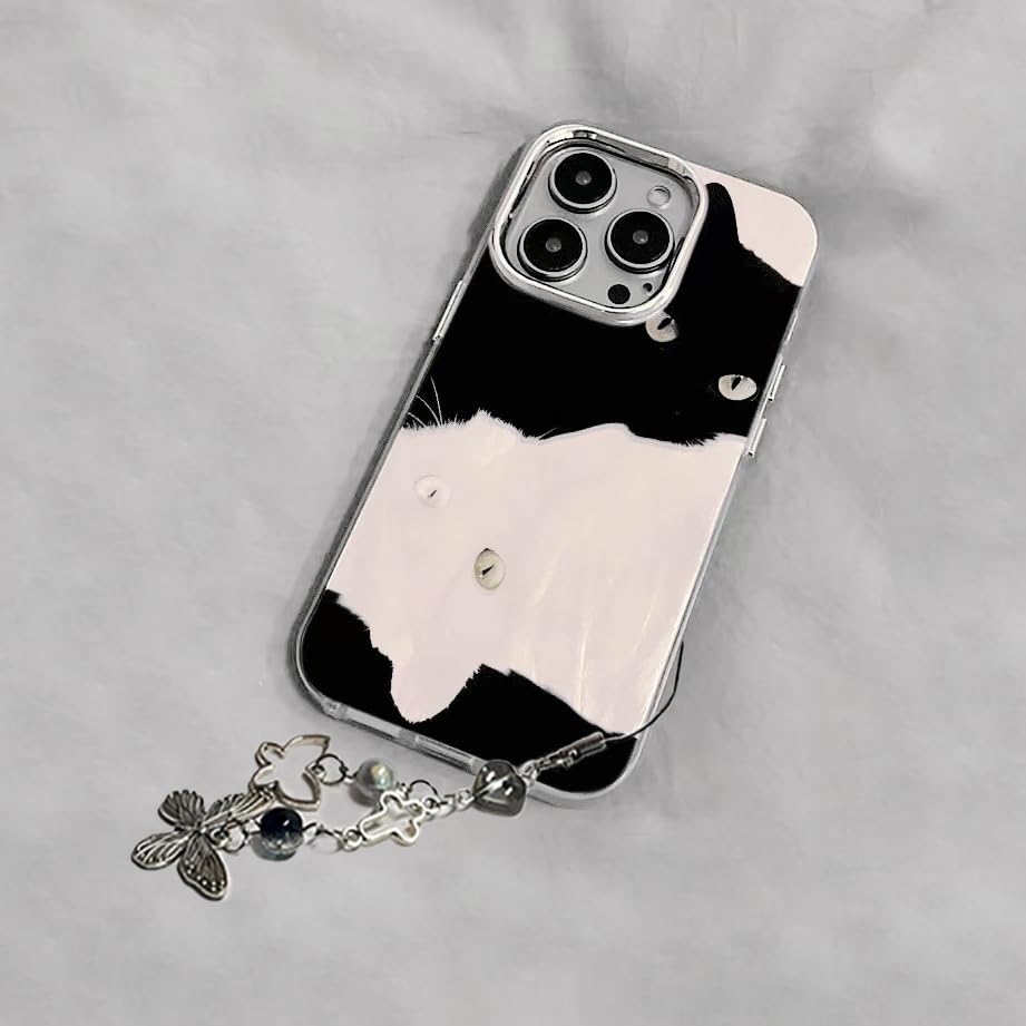 BaiFlorye 2 Pack Cell Phone Charms, Black Stars Butterflies Phone Charms, Women Keychain Beaded Charm, Decor For Phone Bag Airpods And Camera