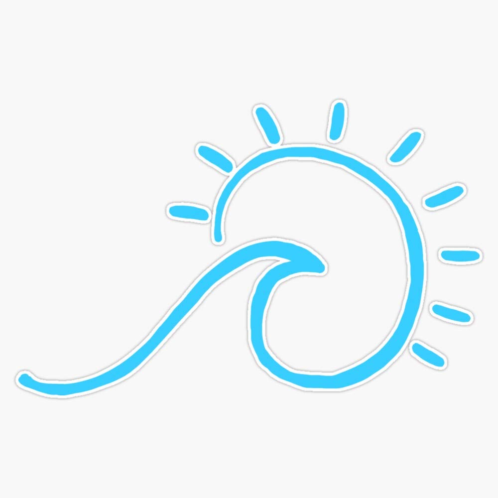 CNW Studio Blue Beach Wave Sun Shine Vinyl Waterproof Sticker Decal Car Laptop Wall Window Bumper Sticker 5"