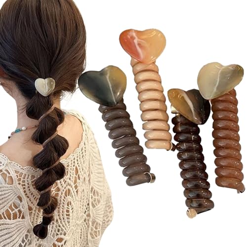 Hair Elastics No Dage, Spiral Hair Ties for Women | Coletero sin daños | 4 x alambre flexible para uso diario fino elástico dulce elástico