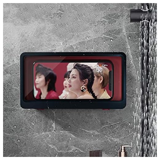 Shower Phone Holder, Waterproof Bathroom Phone Holder, Wall Mount Phone Stand, Self Adhesive Cell Phone Mount with Sensitive Touch Screen, Blue