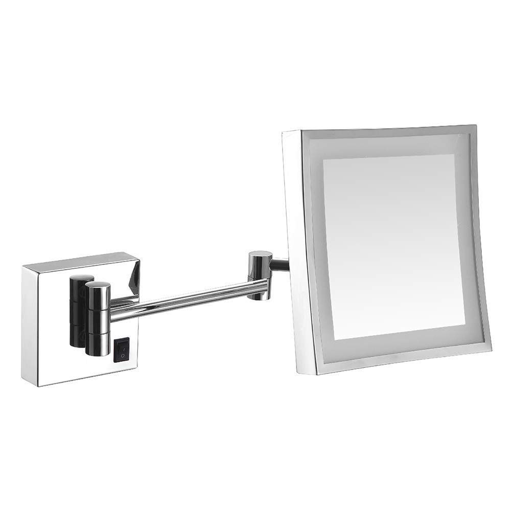 Miroir de maquillage mural avec interrupteur et bras réglable pour salle de bain