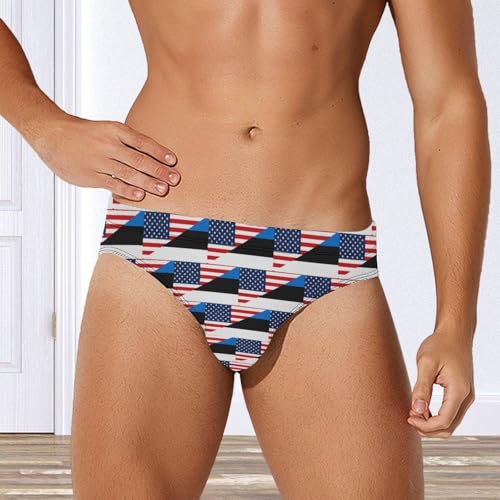 U.S. and Estonia Flag Mens Swim Briefs Quick Dry Triangle Trunks Swimsuit Swimming Bikini Swimwear4